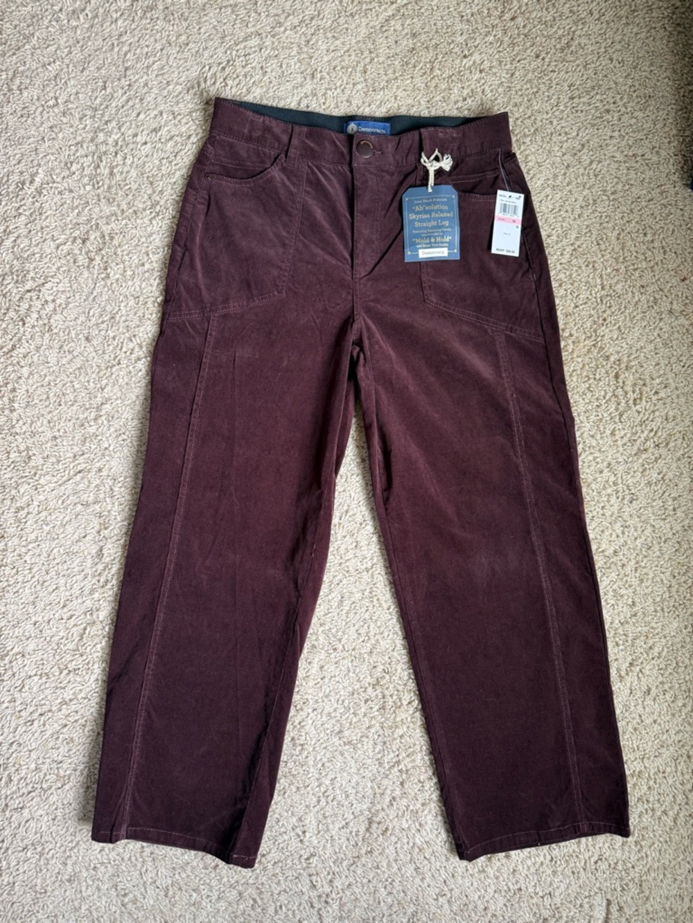 Democracy “Ab” Solution Women’s Corduroy Straight Pants in Burgundy | NWT